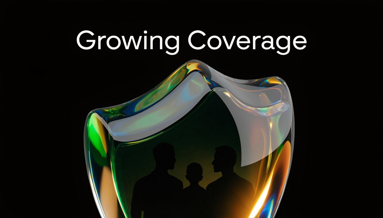 A glass shield protecting a family silhouette representing the concept of increasing term life insurance coverage.