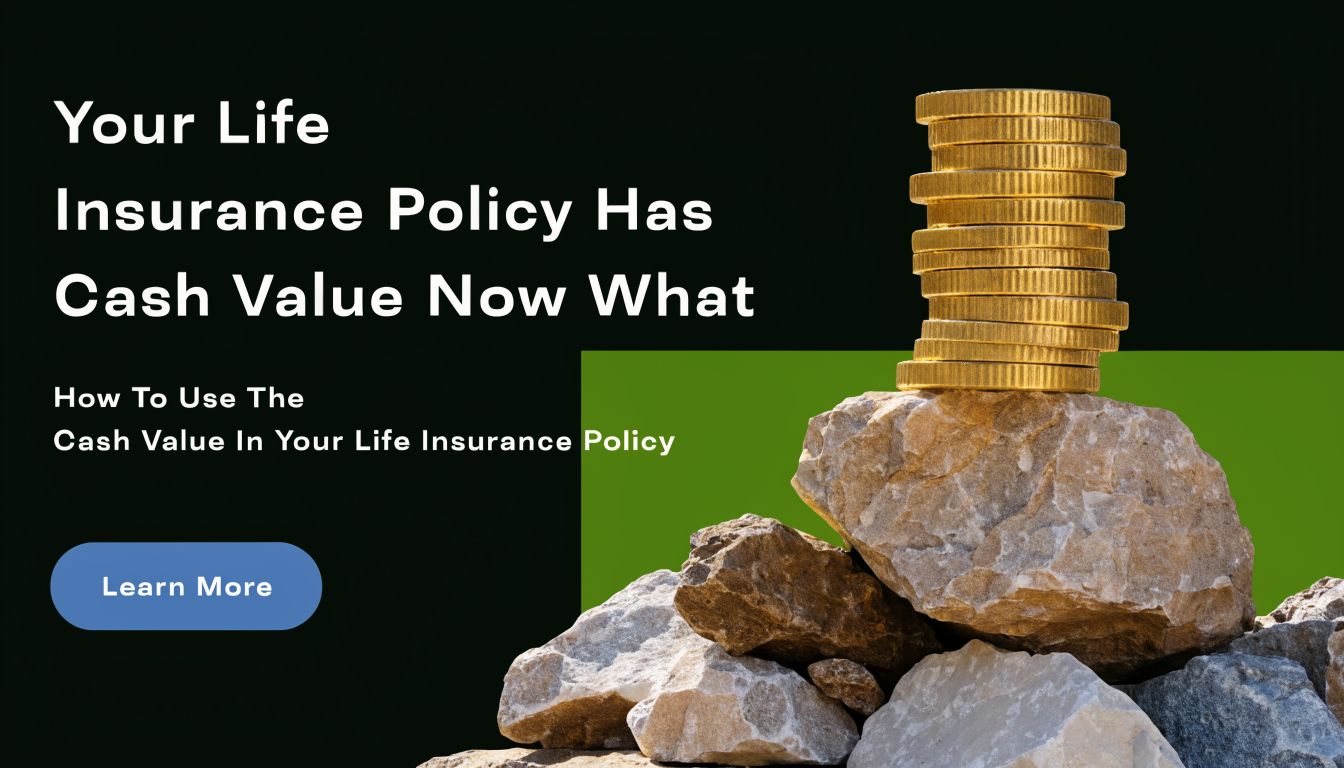 A stack of gold coins sits atop a pile of rocks, representing life insurance cash value.