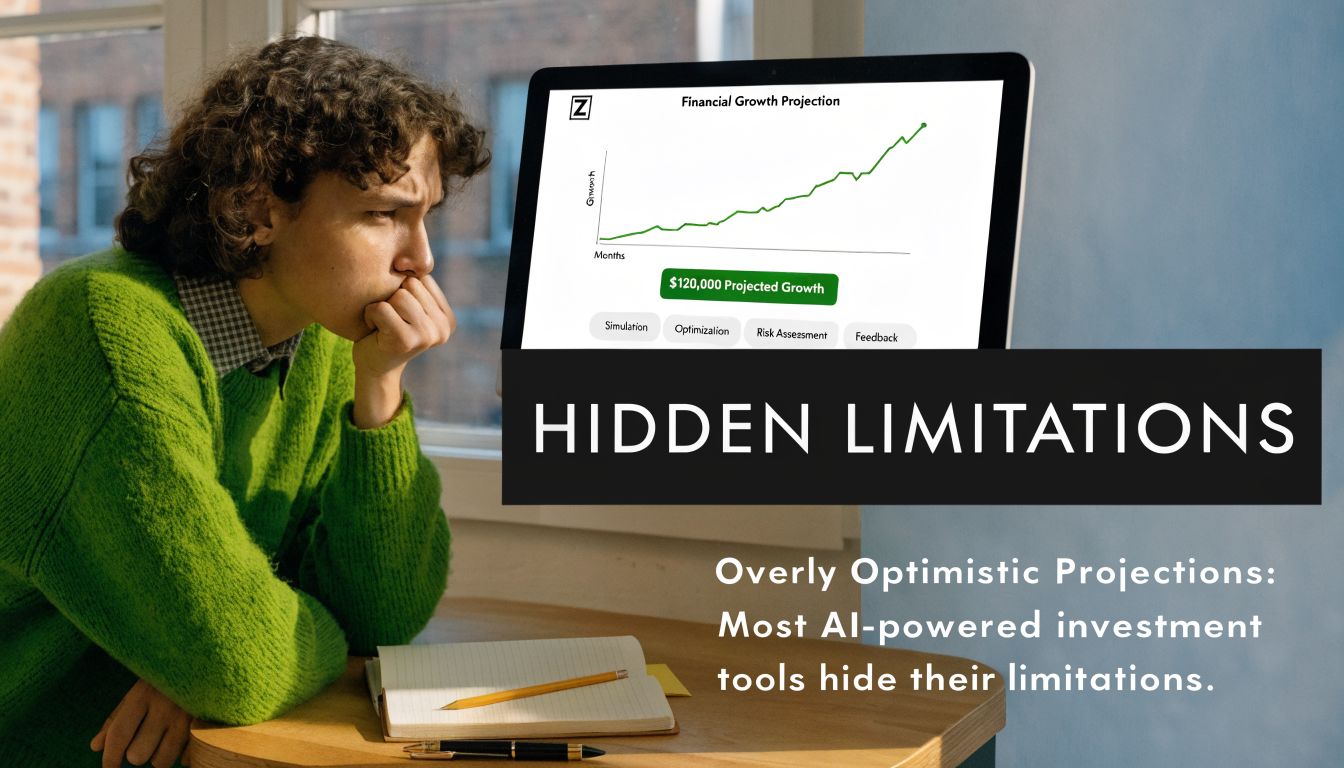 A person looking thoughtful while viewing a computer screen displaying overly optimistic financial growth projection data.