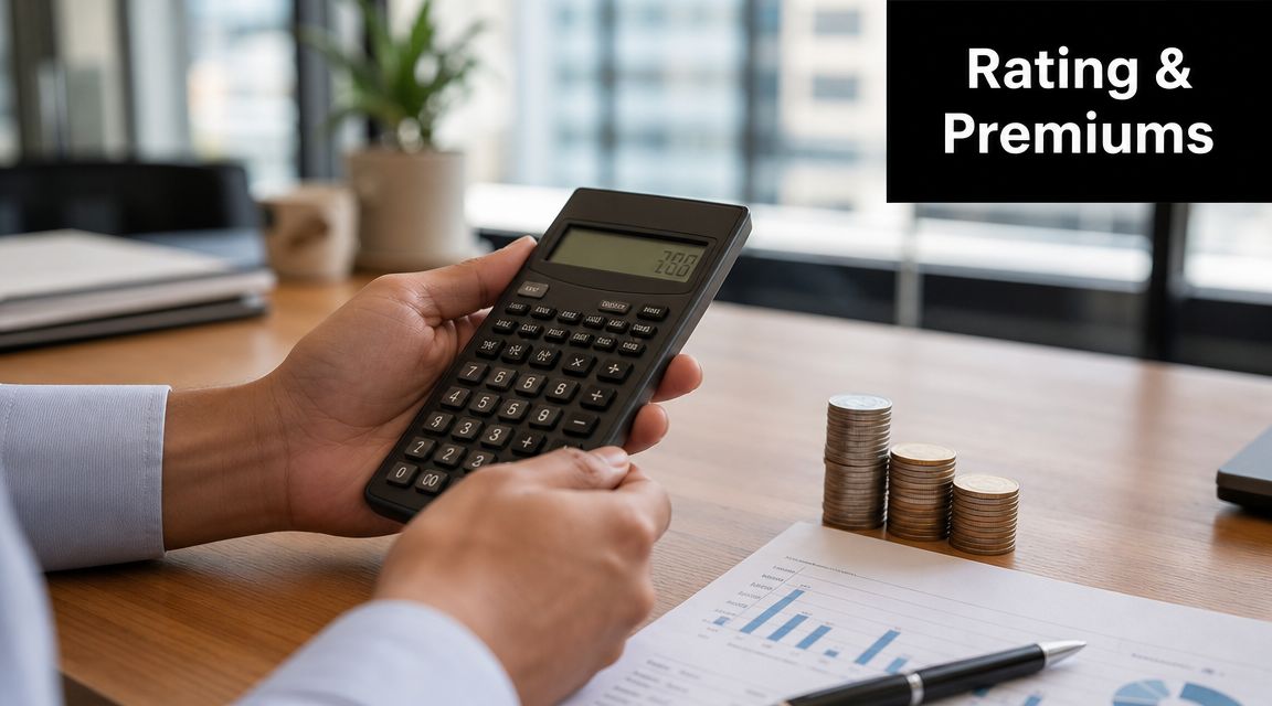 A professional analyzing financial data with a calculator, coins, and charts on an office desk.